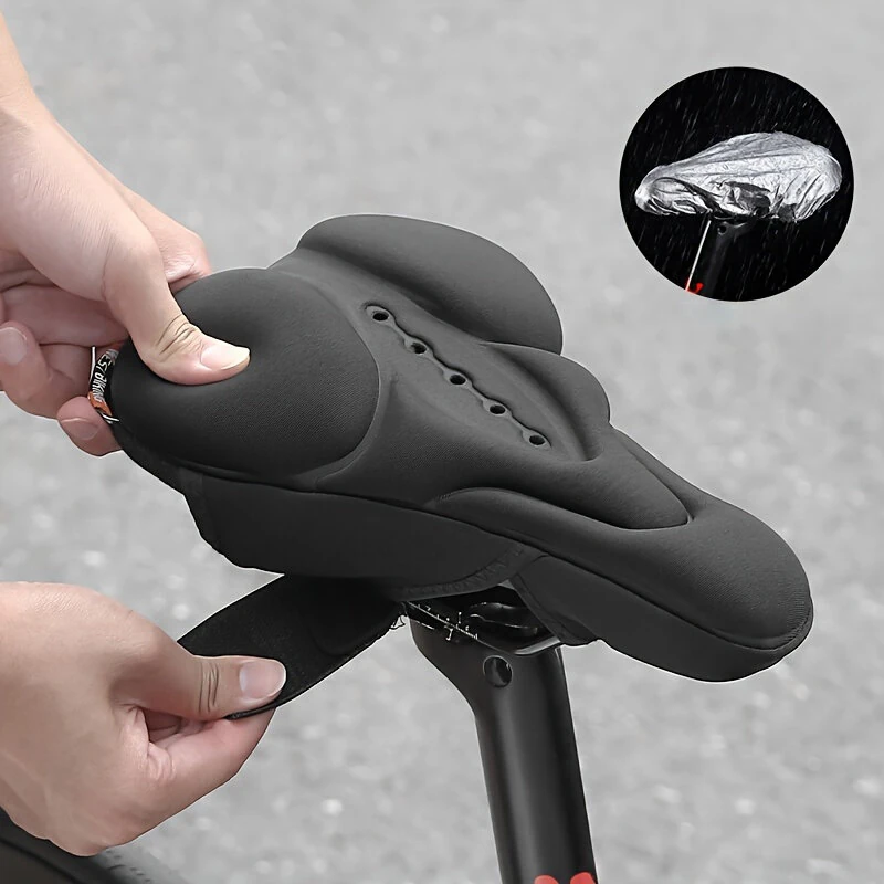 WEST BIKING Silicone High Elastic Bicycle Cushion Cover Breathable Soft Bike Seat Cushion with Rainproof Protection for Outdoor Riding