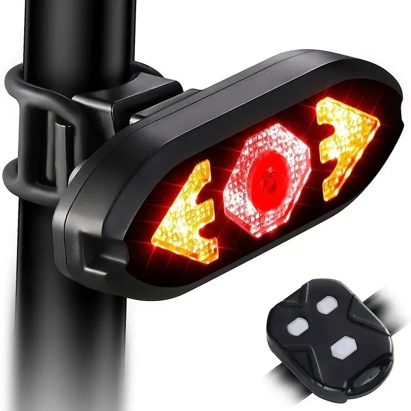 West Biking Smart 2-in-1 Bicycle Rear Light Wireless Remote Control 5 Light Modes Turn Signal Lights Bike bell horn Cycling Mini Taillight for Night Riding — West Biking