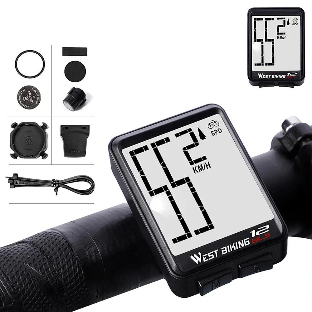 WEST BIKING Smart Bike Computer 2.16 inch LED Digital Display Wireless Sensor Speed Accurate Data Record Backlight Switch for MTB Bicycle Cycling — view 2
