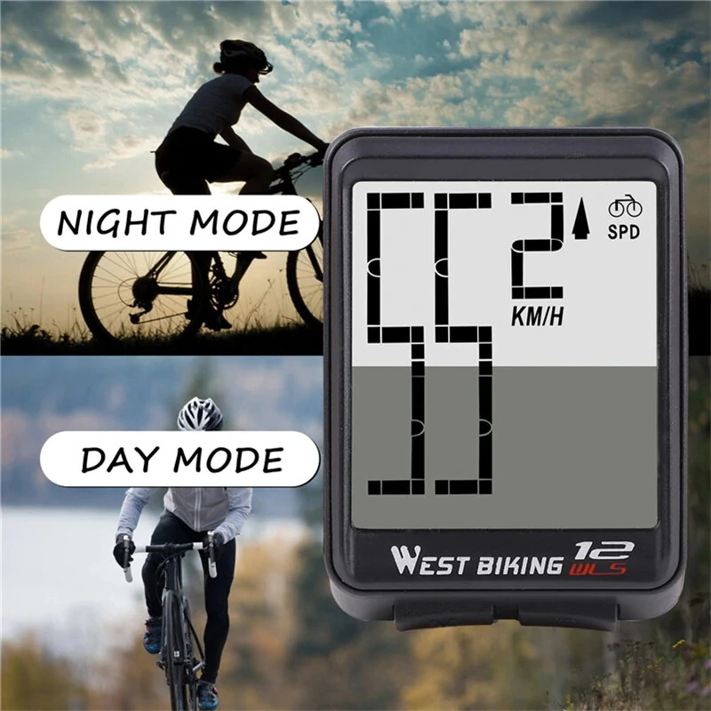 WEST BIKING Smart Bike Computer 2.16 inch LED Digital Display Wireless Sensor Speed Accurate Data Record Backlight Switch for MTB Bicycle Cycling — view 3