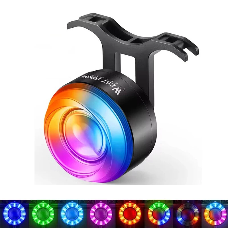 WEST BIKING Smart Brake Sensing Bike Taillight 400mAh Battery 8 Lighting Modes Waterproof Type-C Rechargeable Vibration Sensor Memory Function Colorful Bicycle Rear Light — view 2
