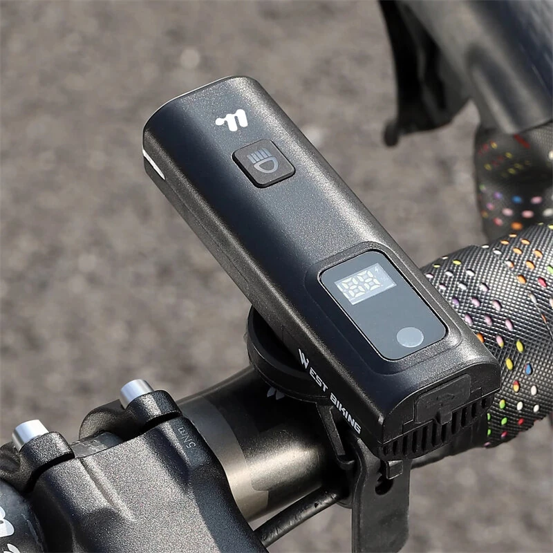 WEST BIKING Smart LED Digital Display Bike Headlight 1500mAh Battery Type-C Charging Waterproof Mini Portable Bicycle Front Light for MTB Bike Road Bike Flashlight — view 4