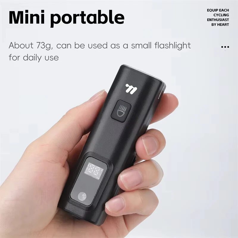 WEST BIKING Smart LED Digital Display Bike Headlight 1500mAh Battery Type-C Charging Waterproof Mini Portable Bicycle Front Light for MTB Bike Road Bike Flashlight — view 6