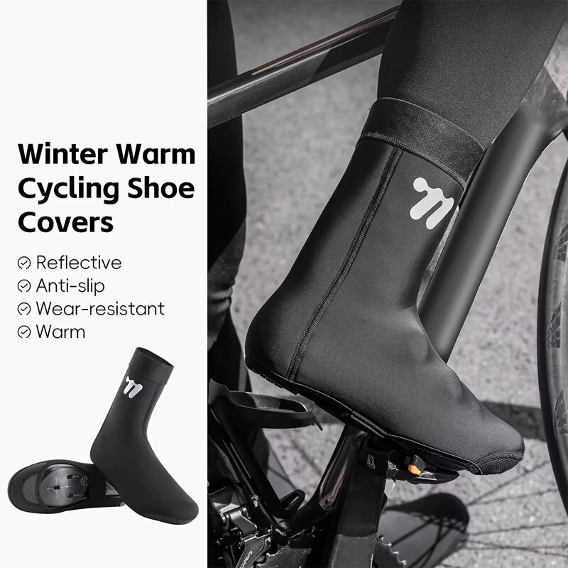 WEST BIKING Warm Windproof Cycling Shoe Covers Non-slip Wearable Reflective Zipper Bike Boots Overshoes — view 3