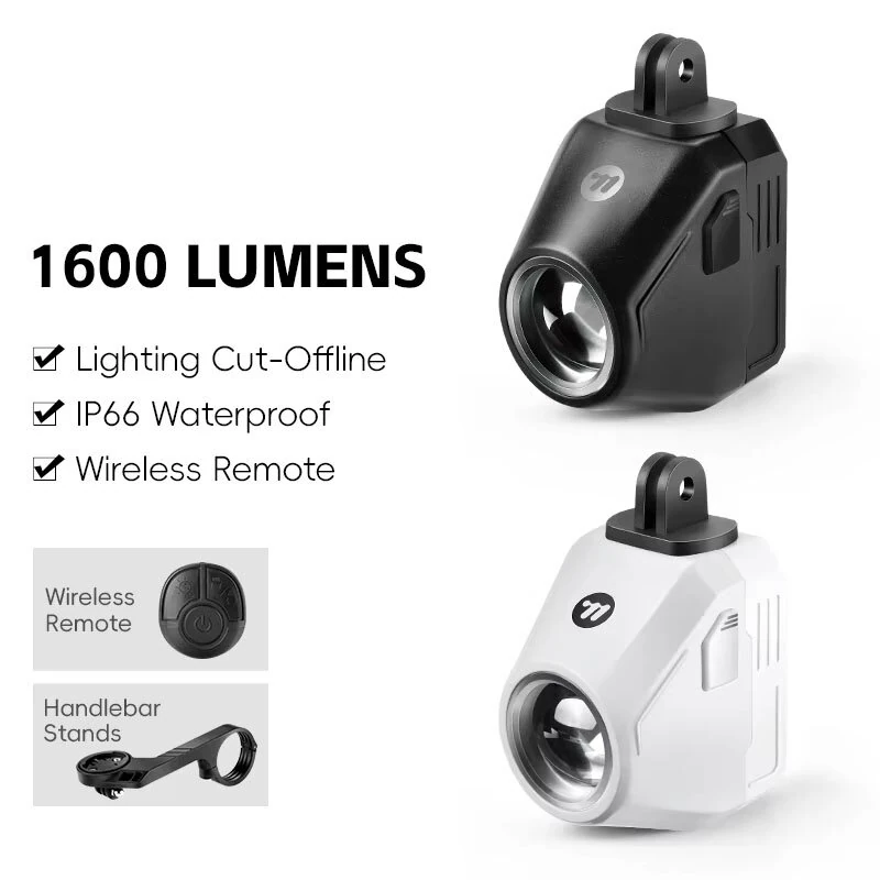WEST BIKING Wireless Remote Bike Overhang Light 1600 Lumen Super Bright Lighting Cut-Offline Safe Design IP66 Waterproof Type-C Hanging Bicycle Headlight Flashlight — view 4
