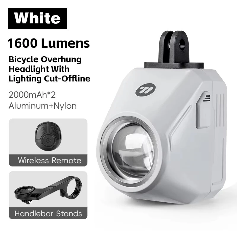 WEST BIKING Wireless Remote Bike Overhang Light 1600 Lumen Super Bright Lighting Cut-Offline Safe Design IP66 Waterproof Type-C Hanging Bicycle Headlight Flashlight — view 9