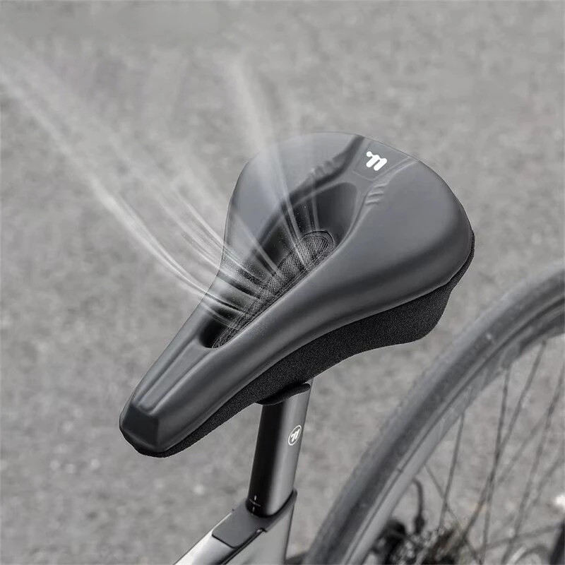 WEST BIKNIG Thickened Sponge High Elasticity Bike Seat Cushion PU Leather Soft Waterproof Hook Loop Fastening Bicycle Saddle Cover — WEST BIKING