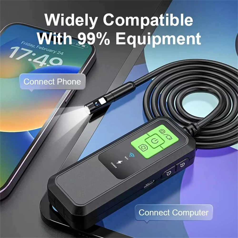 WiFi Industrial Endoscope HD Resolution Dual Lens Inspection Tools For Car Repair Pipeline Maintenance Home Appliance Testing Android IOS — view 3