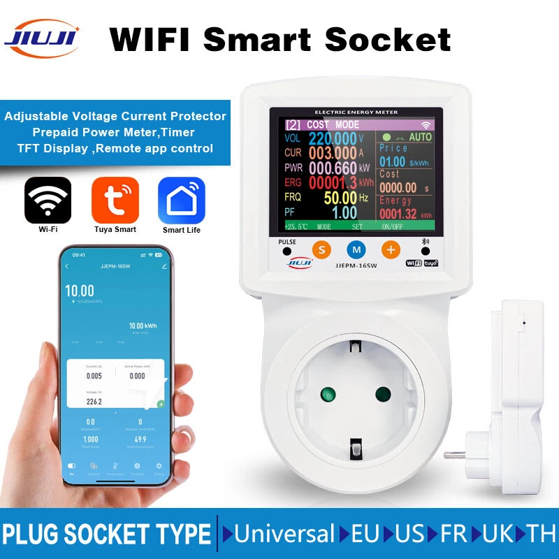 WiFi Smart Protection Socket Tuya App Control Over & Under Voltage Protection Adjustable Power Settings Pure Copper Nickel-Plated Conductors 3250W CE Certified — view 2