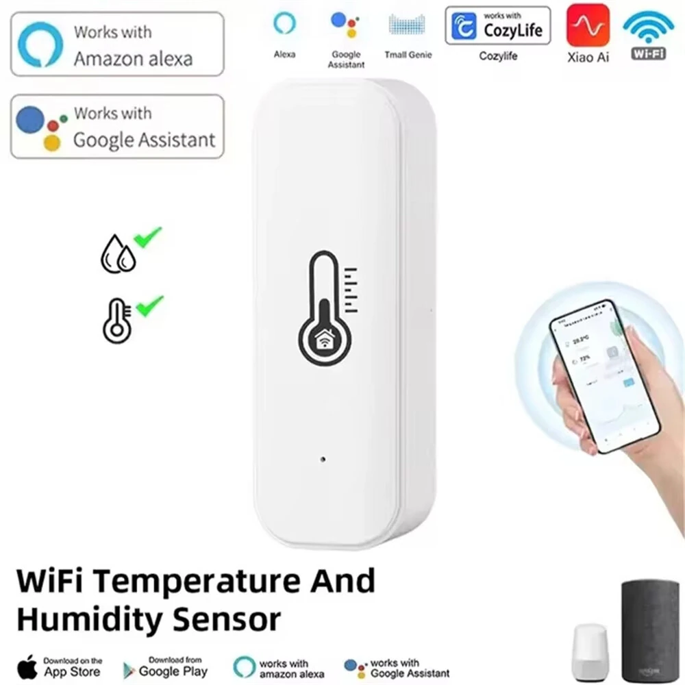 WiFi Temperature Humidity Tester Smart Home Integration Alexa Google Assistant Mobile App Control -10 to 60℃ 0-99% Humidity — view 3
