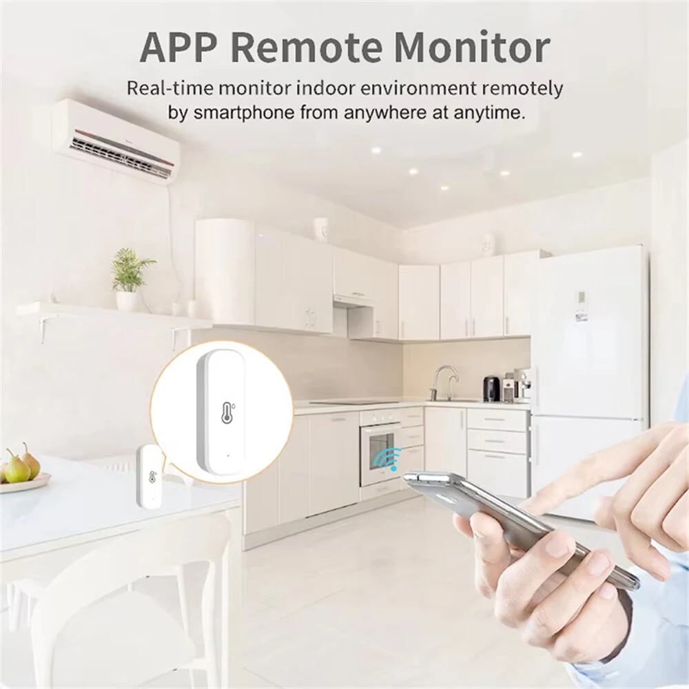 WiFi Temperature Humidity Tester Smart Home Integration Alexa Google Assistant Mobile App Control -10 to 60℃ 0-99% Humidity — view 5