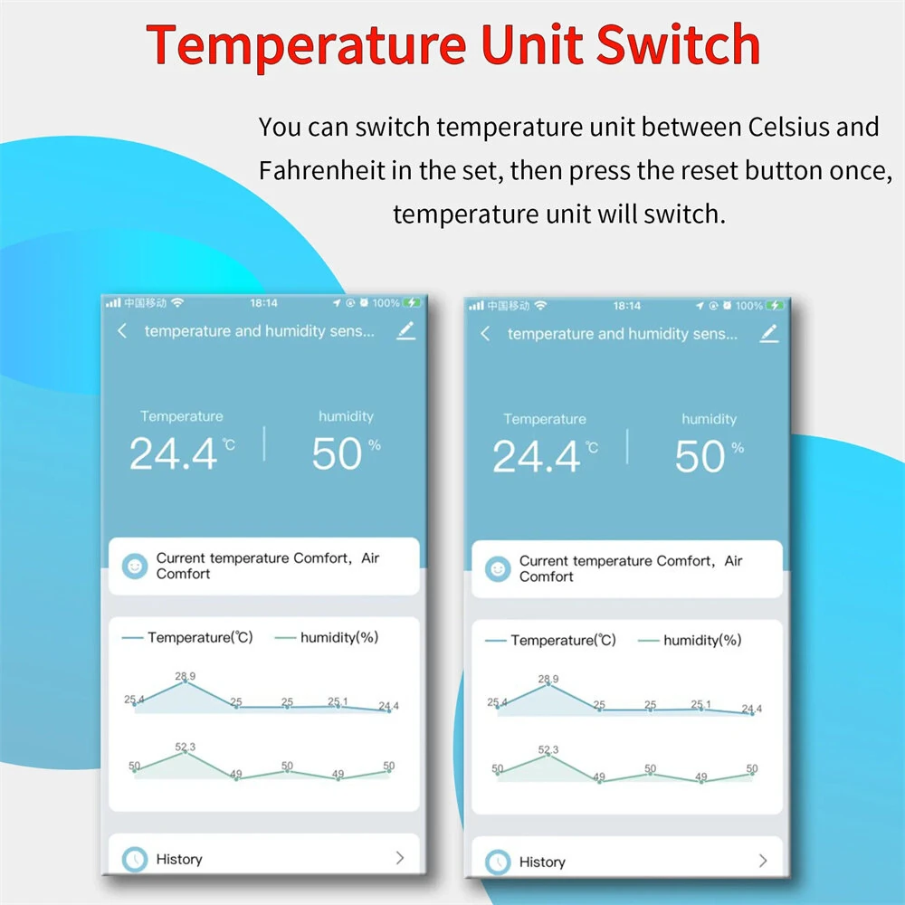 WiFi Temperature Humidity Tester Smart Home Integration Alexa Google Assistant Mobile App Control -10 to 60℃ 0-99% Humidity — view 8
