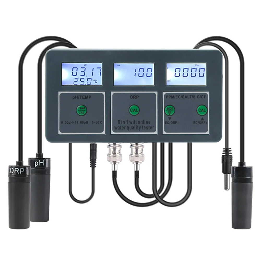 WiFi Tuya Smart Water Quality Tester PH ORP TDS EC SALT S.G TEMP CF Monitor Controller Aquarium Water Quality Tester Data Logger — WiFi