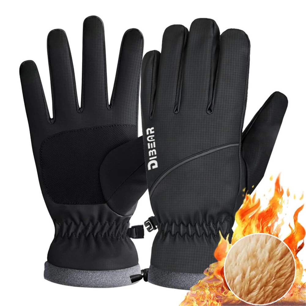 Winter Cycling Gloves Windproof Cashmere Fleece-lined and Thickened Touchscreen Anti-Slip for Outdoor Sports Skiing