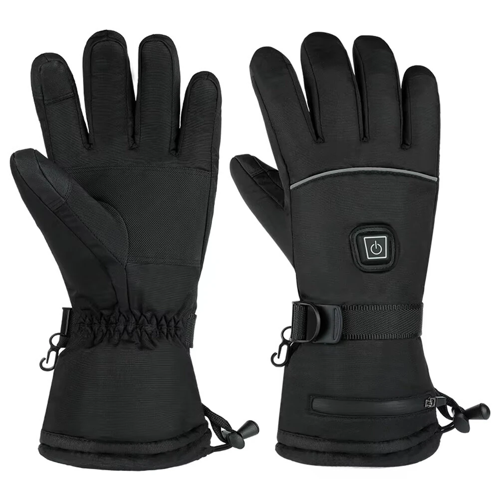 Winter Heated Cycling Gloves Waterproof Touchscreen Adjustable Fit Rechargeable Battery Warm Split Finger Gloves for Outdoor Riding Skiing