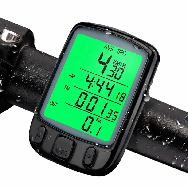 Wired Digital Bicycle Computer 1.6 inch LCD Screen Backlight Waterproof Odometer Stopwatch 32g Lightweight For MTB Road Cycle City Bike — Wired