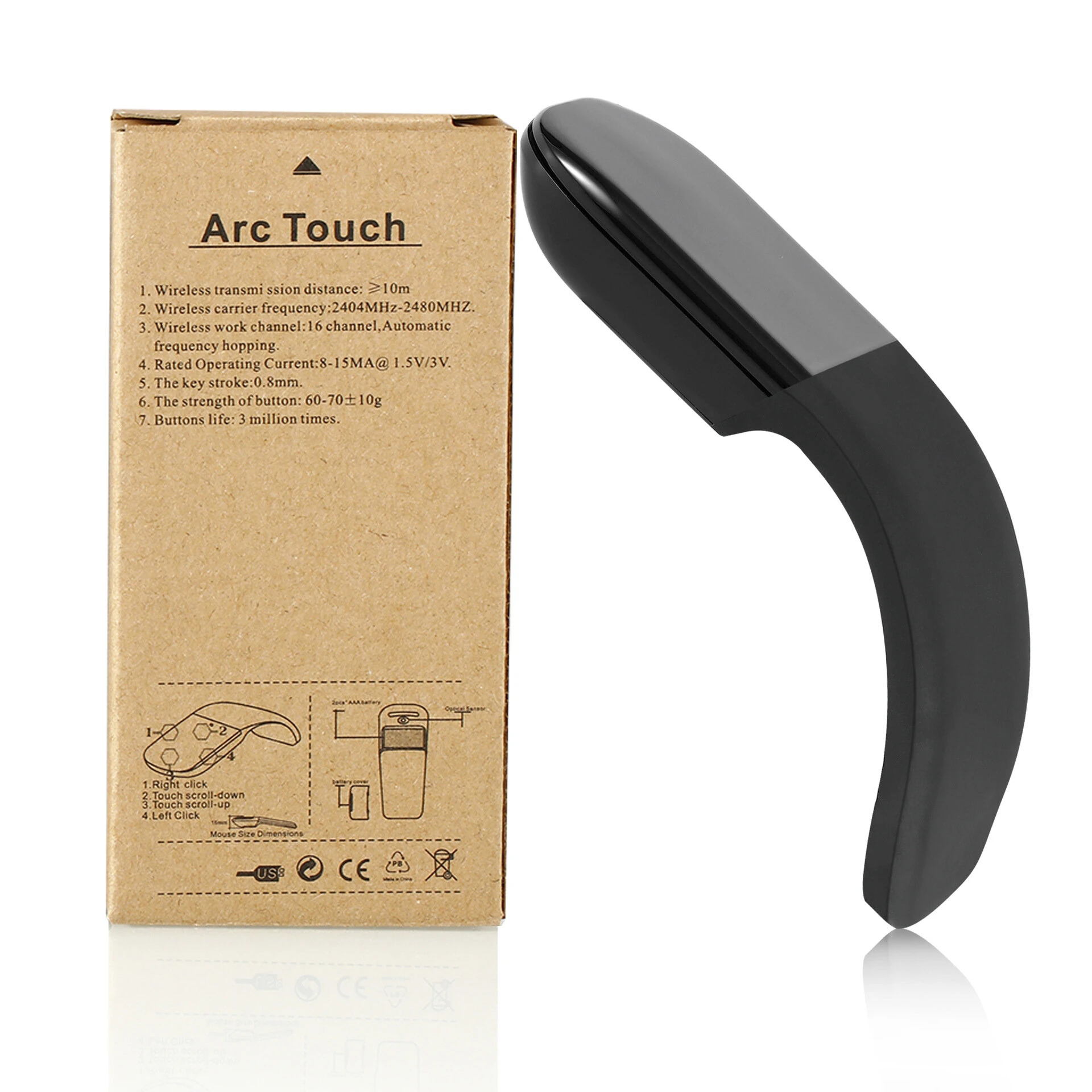 Wireless bluetooth 4.0 Foldable Mouse Ergonomic Arc Touch Computer Mouse Silent Folding PC Mice — view 8