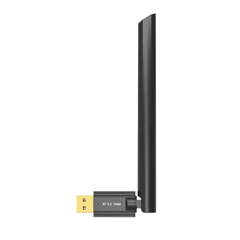 Wireless bluetooth 5.3 USB Adapter 100M Long Range bluetooth Transceiver Drive Free for PC Computer Laptop with 4dBi Antenna