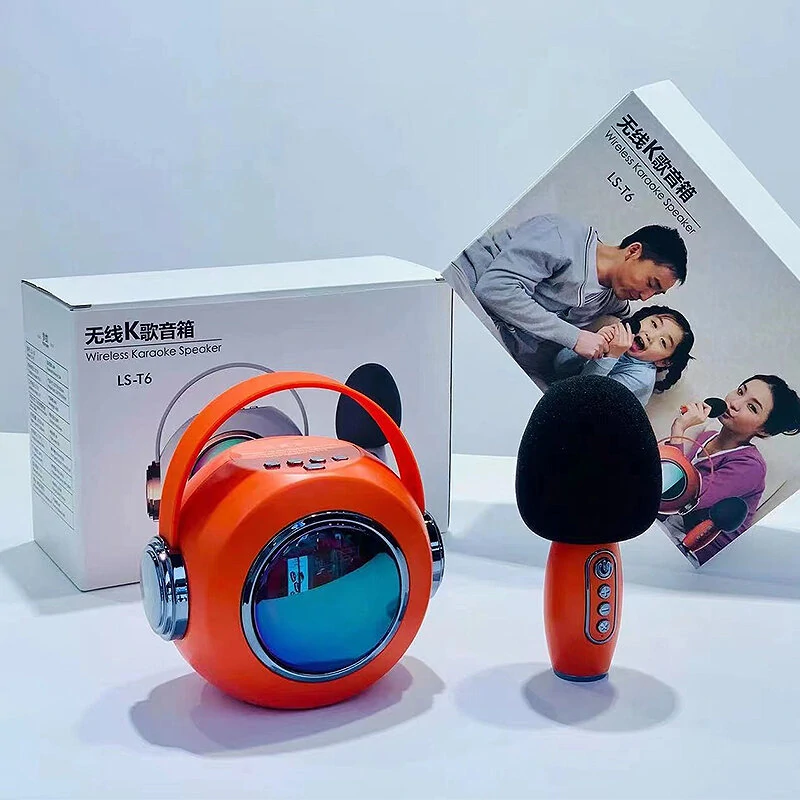 Wireless bluetooth Speaker with Microphone LED Light 2000mAh Portable Karaoke Machine Kit — view 3