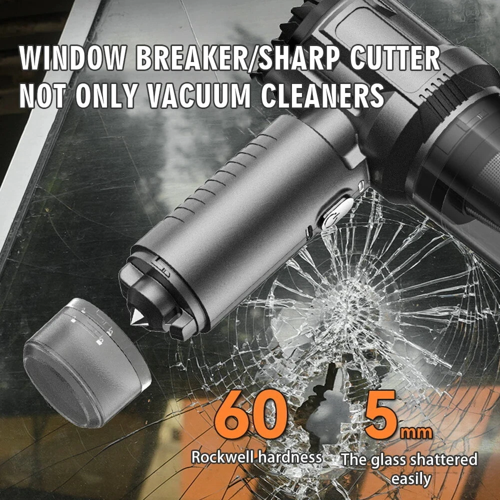 Wireless Handheld Car Vacuum Cleaner With Window Breaking Hammer Portable Home Desktop Dust Remover Power Tool — view 3