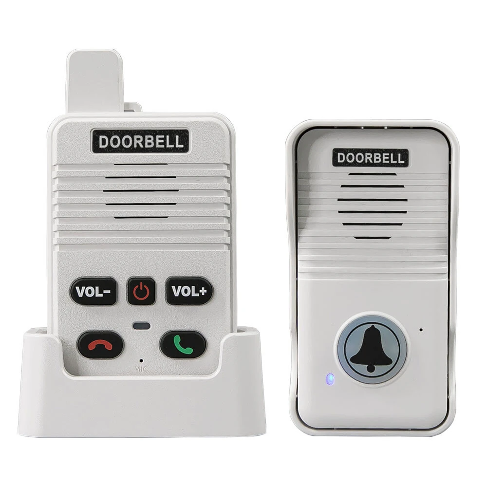 Wireless Intercom Doorbell System Long Range Two-Way Communication Rechargeable Battery Adjustable Volume Weather Resistant Easy Installation for Home Hospital Elderly Care CN Plug — view 3
