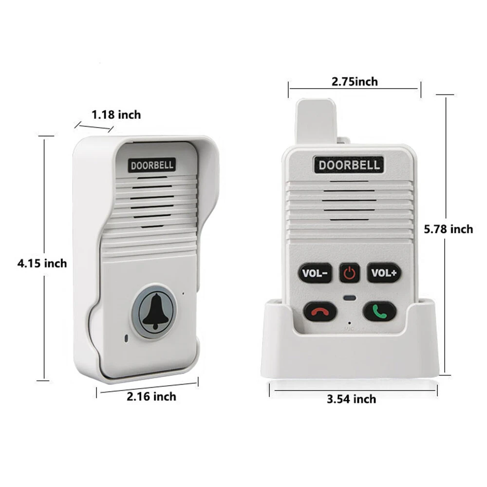 Wireless Intercom Doorbell System Long Range Two-Way Communication Rechargeable Battery Adjustable Volume Weather Resistant Easy Installation for Home Hospital Elderly Care CN Plug — view 5