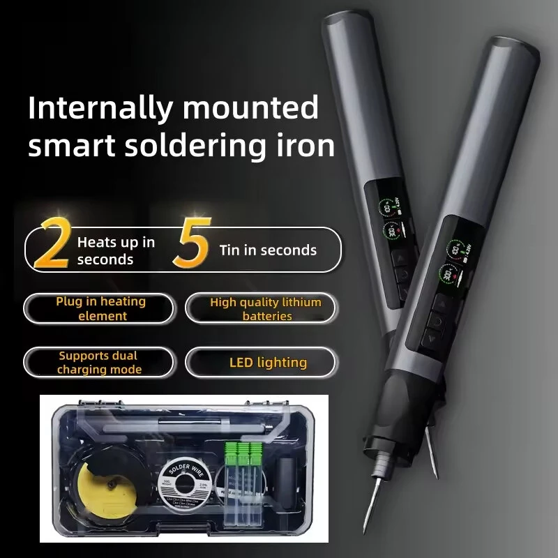 Wireless Soldering Iron 75W 1900mAh Battery LED Display Adjustable Temperature 180-480℃ Rapid Heating Welding Tool Type-C Rechargeable — view 3