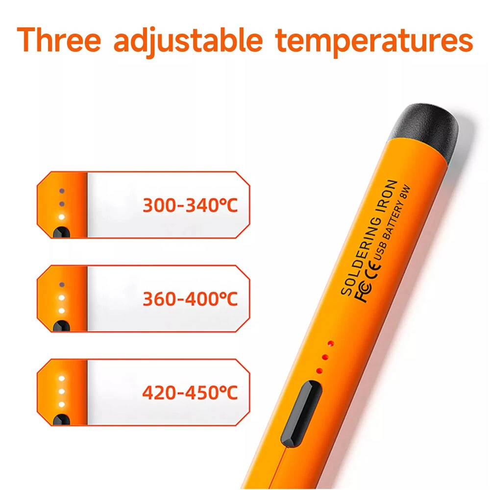 Wireless USB Soldering Iron 8W Adjustable Temperature 300-450°C Type-C Charging High-Capacity Battery Quick Heating Portable Soldering Tool with Accessories — view 7