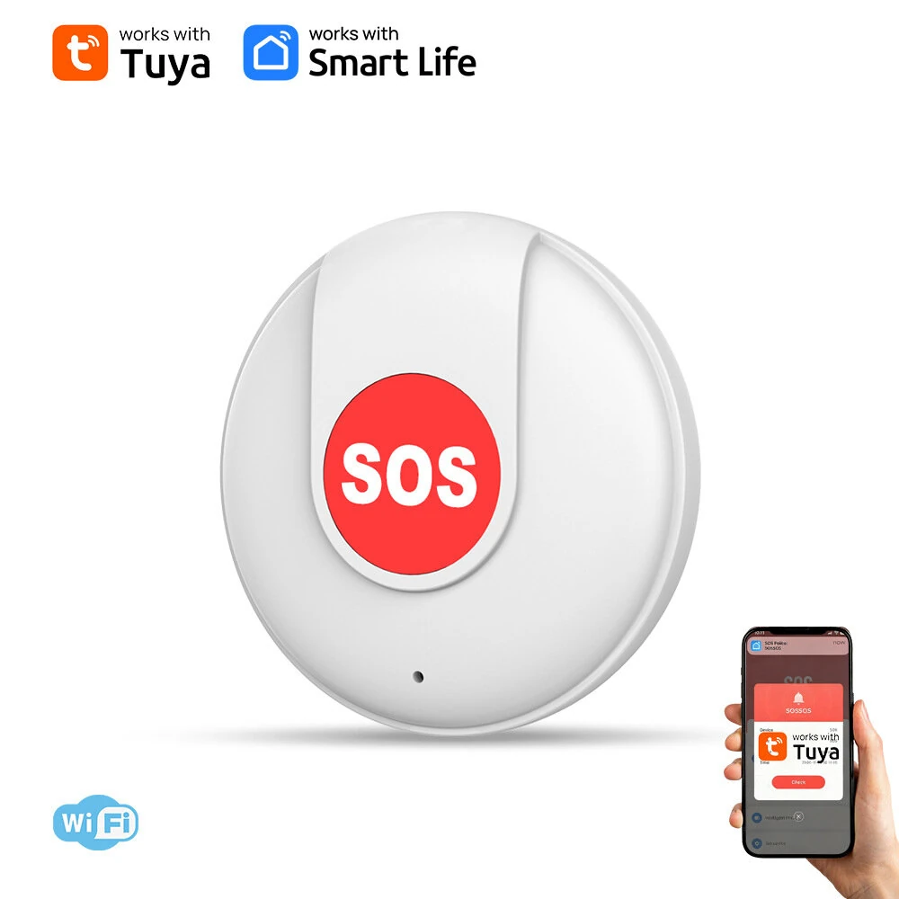 WL-90WT Tuya WiFi SOS Button One Key Emergency Wireless Security Alarm Panic Device for Elderly Kids Home Safety Tuya APP Remote — view 3
