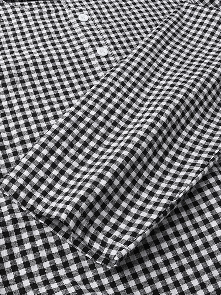 Women Casual Plaid Half Button Front Long Sleeve Maxi Dresses — view 7