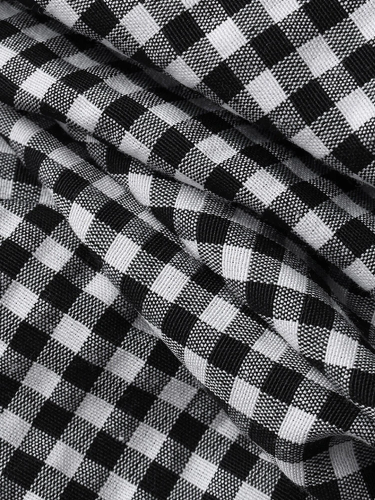 Women Casual Plaid Half Button Front Long Sleeve Maxi Dresses — view 9
