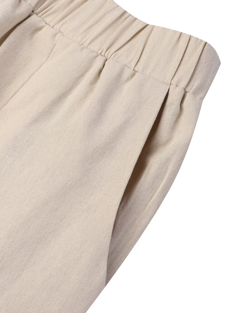 Women Loose 100% Cotton Ankle Length Solid Color Wide Legged Casual Pants — view 10