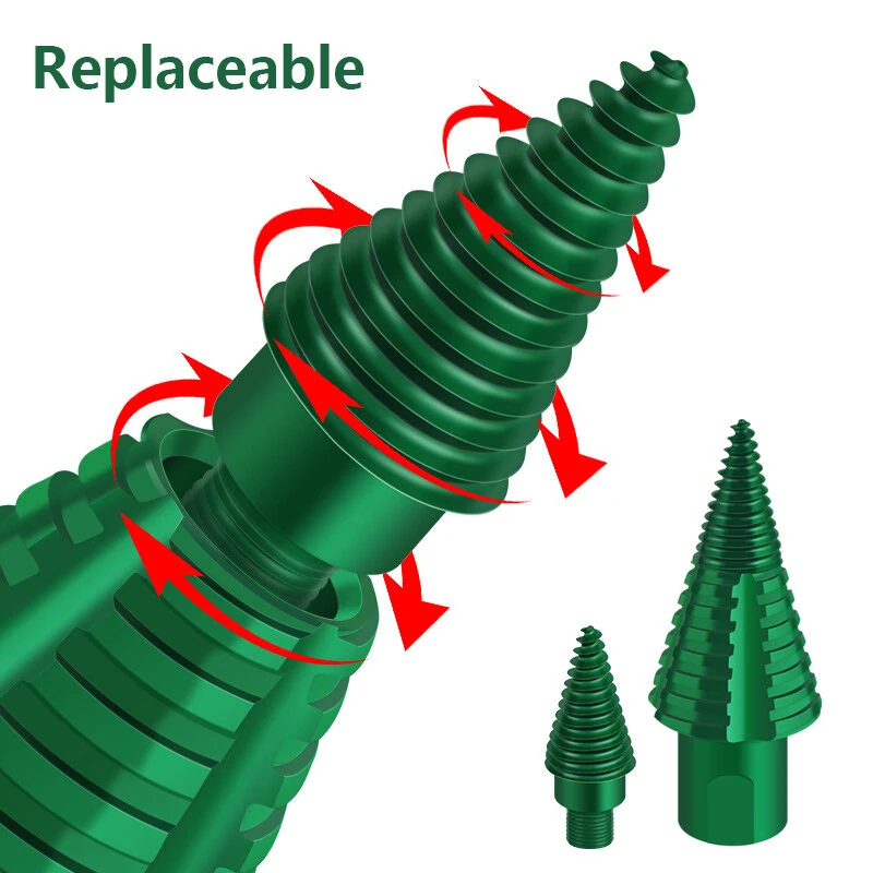 Wood Splitter Drill Bit Carbon Steel High Frequency Cutting Spiral Design Fits Electric Hammer Round Square Handle Tree Stump Removal Firewood Splitting — view 4