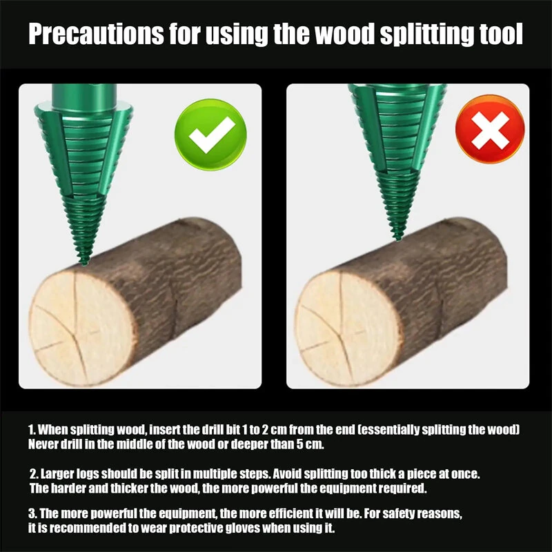 Wood Splitter Drill Bit Carbon Steel High Frequency Cutting Spiral Design Fits Electric Hammer Round Square Handle Tree Stump Removal Firewood Splitting — view 5