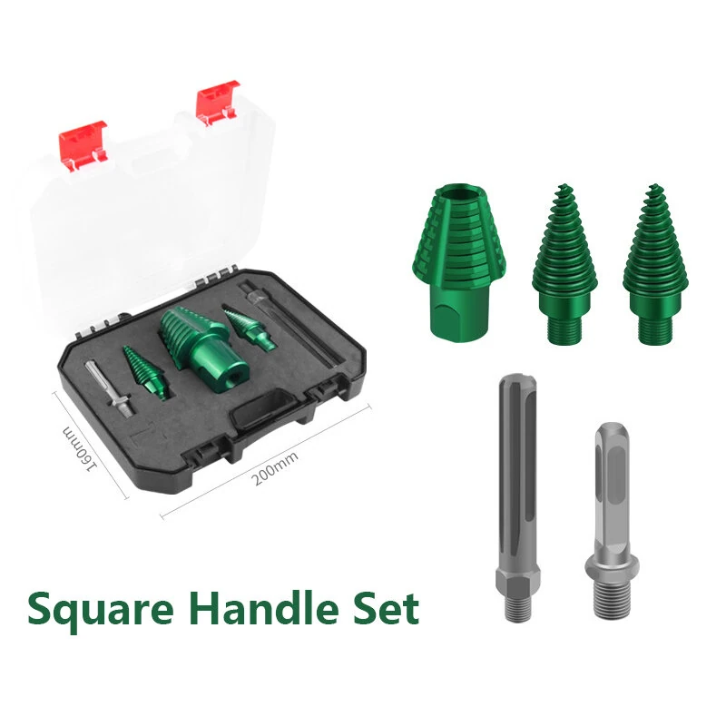 Wood Splitter Drill Bit Carbon Steel High Frequency Cutting Spiral Design Fits Electric Hammer Round Square Handle Tree Stump Removal Firewood Splitting — view 6