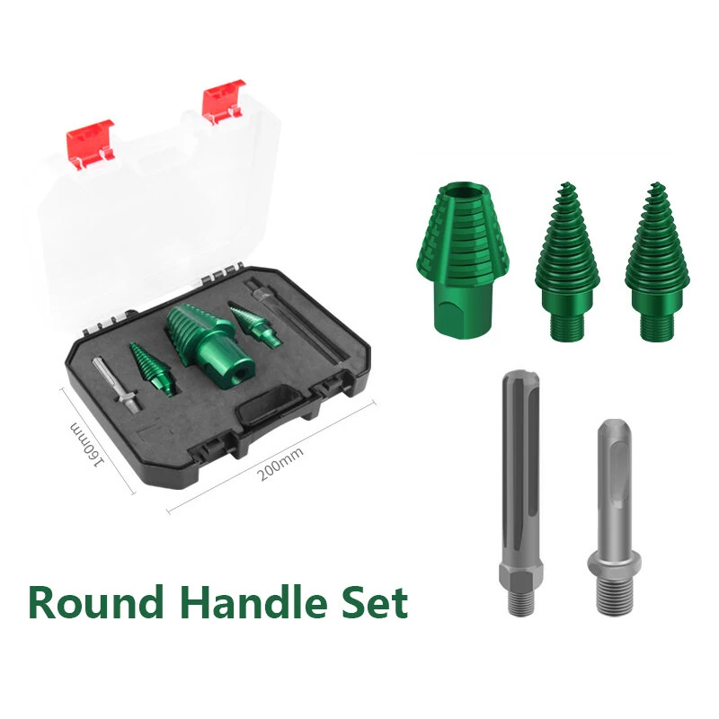 Wood Splitter Drill Bit Carbon Steel High Frequency Cutting Spiral Design Fits Electric Hammer Round Square Handle Tree Stump Removal Firewood Splitting — view 7