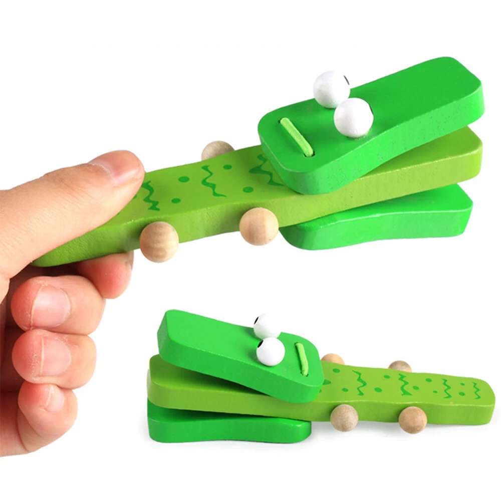 Wooden Castanet Cartoon Crocodile Clap Toy Musical Instrument Early Educational — view 2