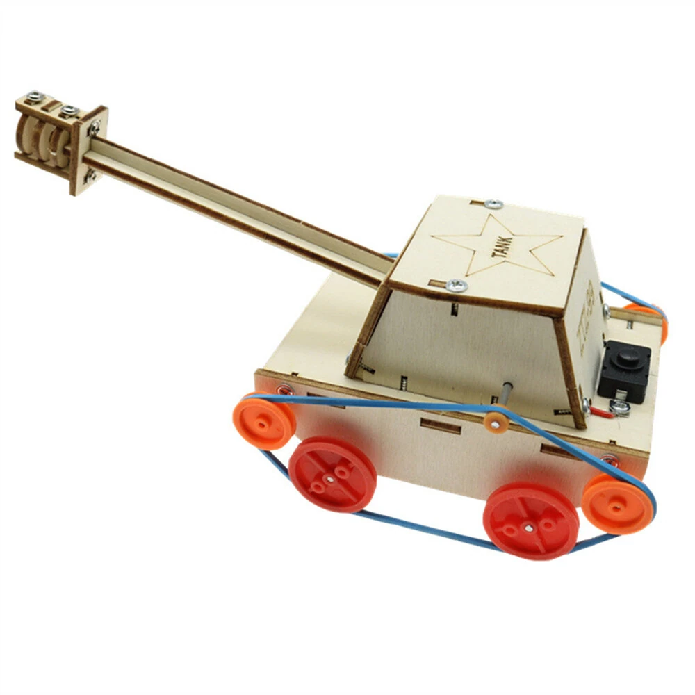 Wooden DIY Educational Scientific Experiments Early Education Toys Electric Tank for Children — view 2