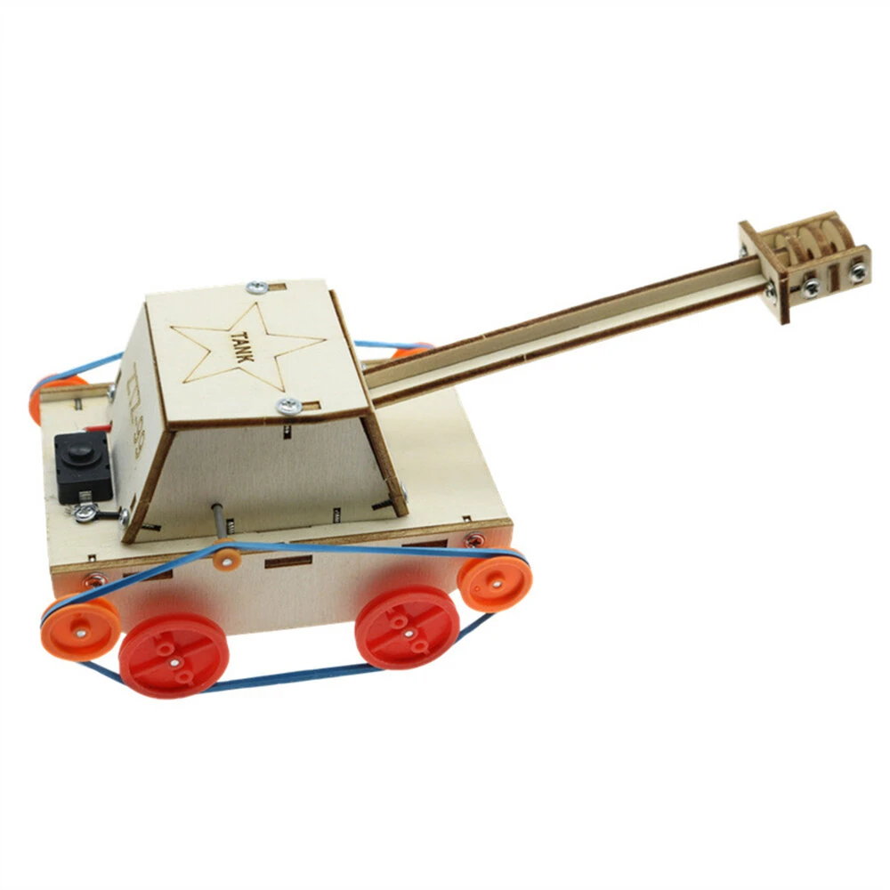 Wooden DIY Educational Scientific Experiments Early Education Toys Electric Tank for Children — view 3