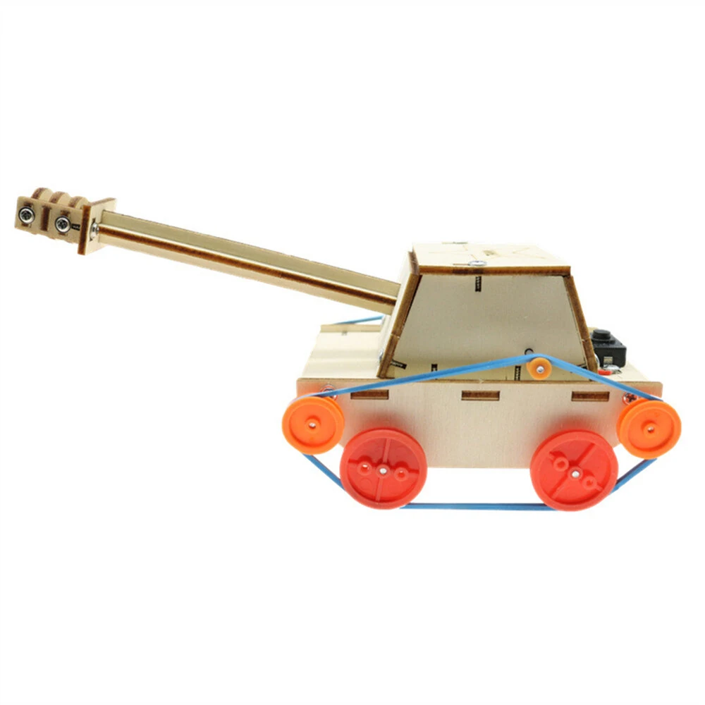 Wooden DIY Educational Scientific Experiments Early Education Toys Electric Tank for Children — view 4