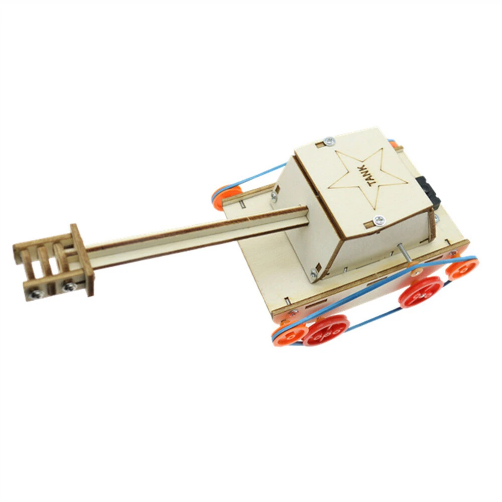 Wooden DIY Educational Scientific Experiments Early Education Toys Electric Tank for Children — view 5