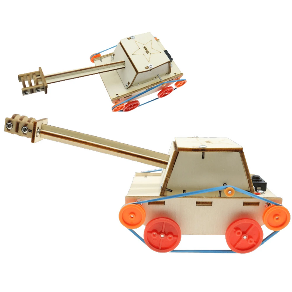 Wooden DIY Educational Scientific Experiments Early Education Toys Electric Tank for Children — view 6