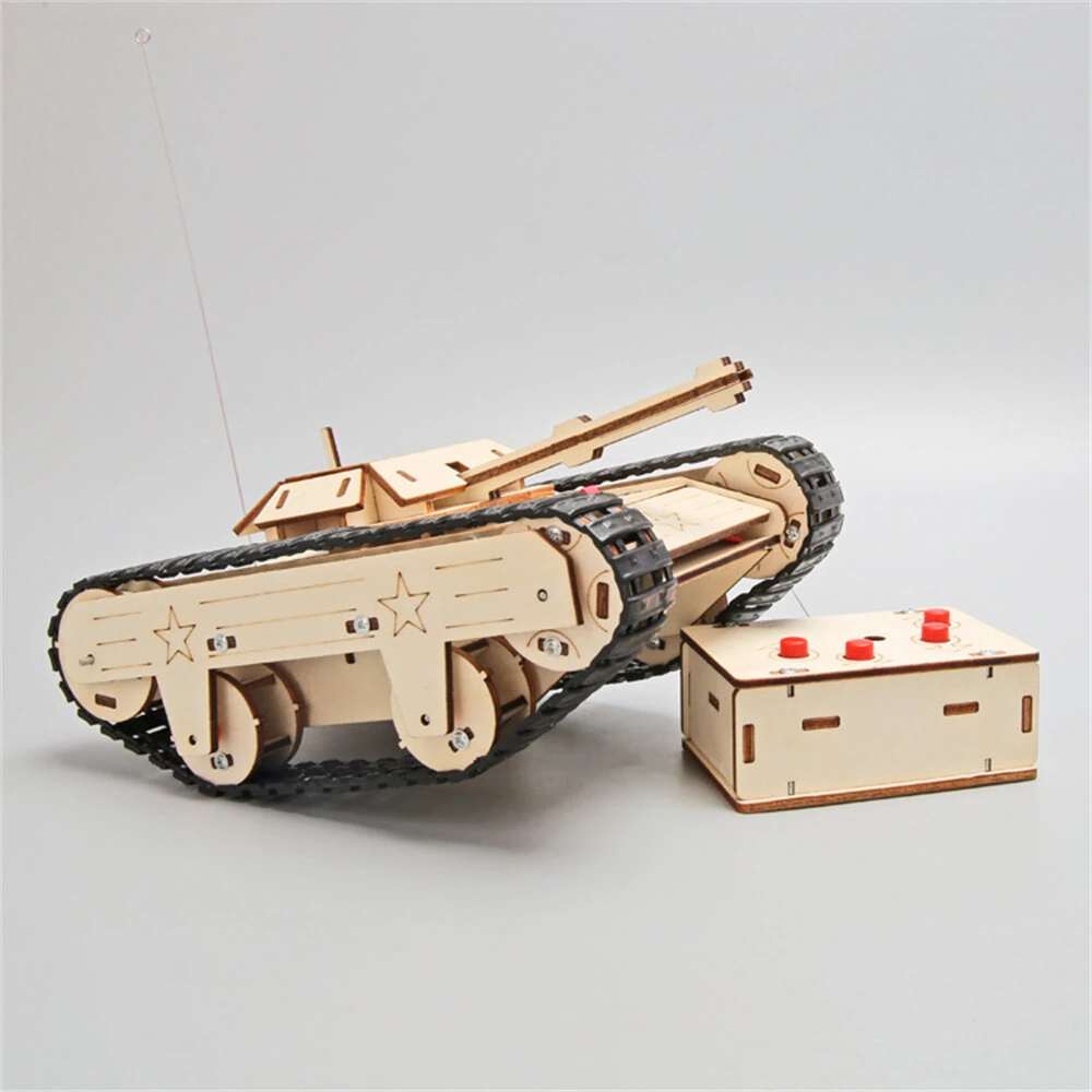 Wooden Remote Control Tank Model Assembly Kit DIY Children's Science Experiment Education Puzzle Toy Student Technology Small Production — view 4