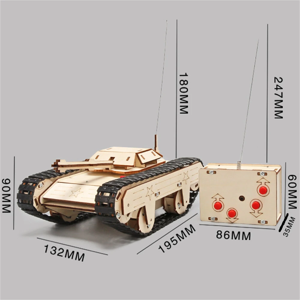 Wooden Remote Control Tank Model Assembly Kit DIY Children's Science Experiment Education Puzzle Toy Student Technology Small Production — view 6