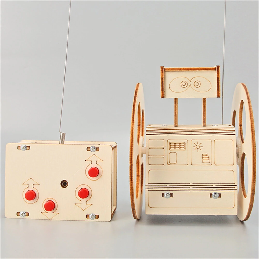 Wooden Remote Controlled Balancing Robot Model Assembly Kit DIY Children's Science Experiment Education Puzzle Toy Student Technology Small Production — view 3