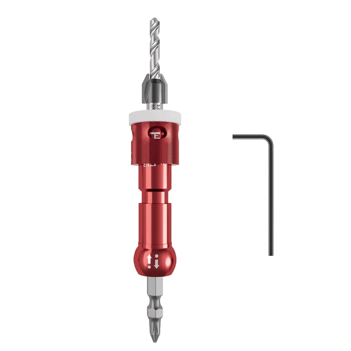 Woodworking Step Drill Bit Countersink Drill Bit with Adjustable Depth Stop 82 Degree Carbide Tipped with Replaceable Pilot Drill Bit1/4" Quick Release Hex Shank for Woodworking Pilot Screw Holes — image 1