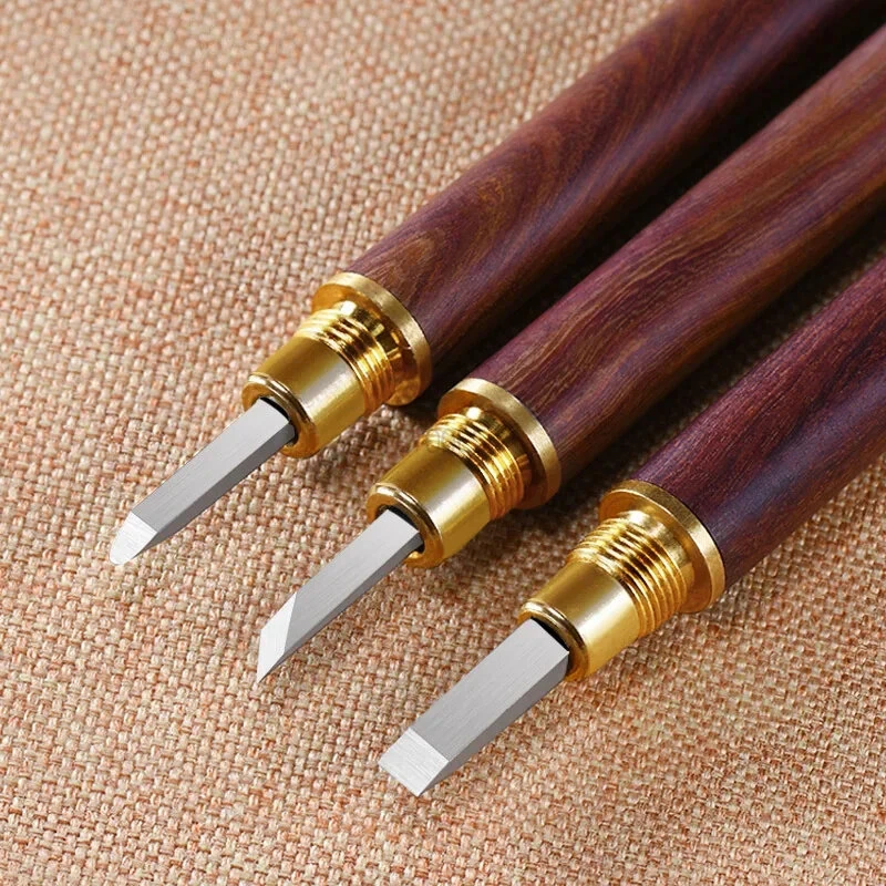 Woodworking Stone Knife Carbide Engraving Chisel Set with Split Stamp Knife with a Portable Bag for Seal Engraving Stone Letters — Pricio