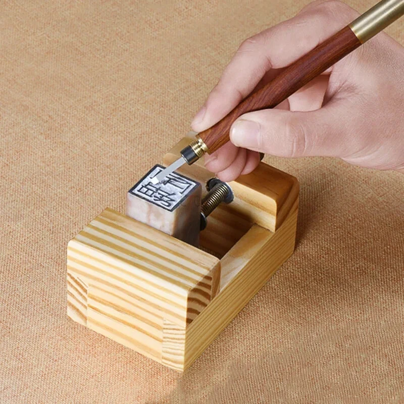 Woodworking Stone Knife Carbide Engraving Chisel Set with Split Stamp Knife with a Portable Bag for Seal Engraving Stone Letters — view 3