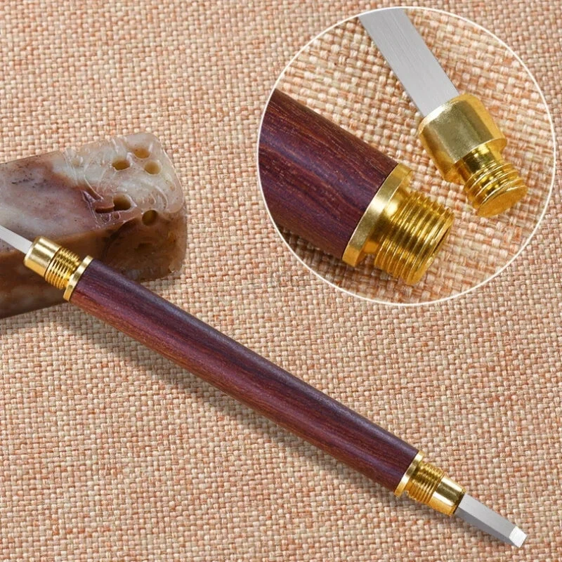 Woodworking Stone Knife Carbide Engraving Chisel Set with Split Stamp Knife with a Portable Bag for Seal Engraving Stone Letters — view 6