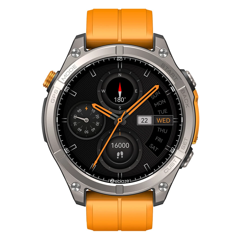 [World Premiere]Zeblaze Stratos 4 1.43-inch AMOLED GPS 5ATM&IP69K Waterproof Built-in Flashlight Compass&Barometric Altimeter 60 days Battery Life Voice Assistant bluetooth Call Heart Rate SpO2 Monitor Sleep Monitoring Multi-sport Modes Smart Watch — view 6